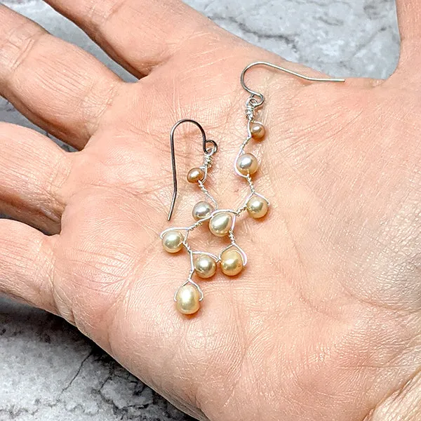 Vines Earrings Peach Pearl