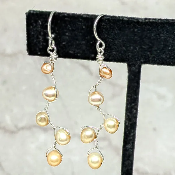 Vines Earrings Peach Pearl