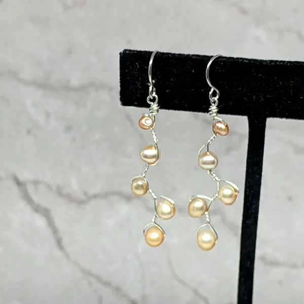Vines Earrings Peach Pearl