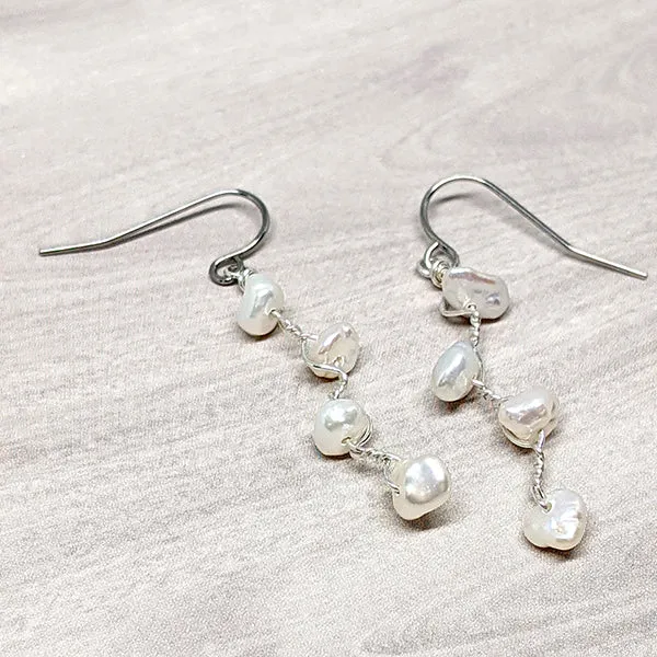 Vines Earrings White Pearl