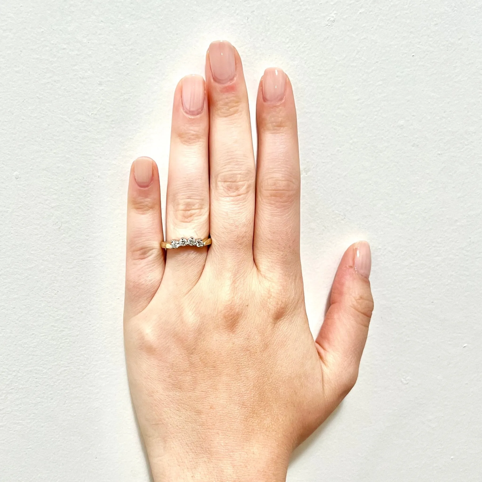 Vintage 14 Karat Two-Tone Gold 0.32 Carat 4-Stone Diamond Ring