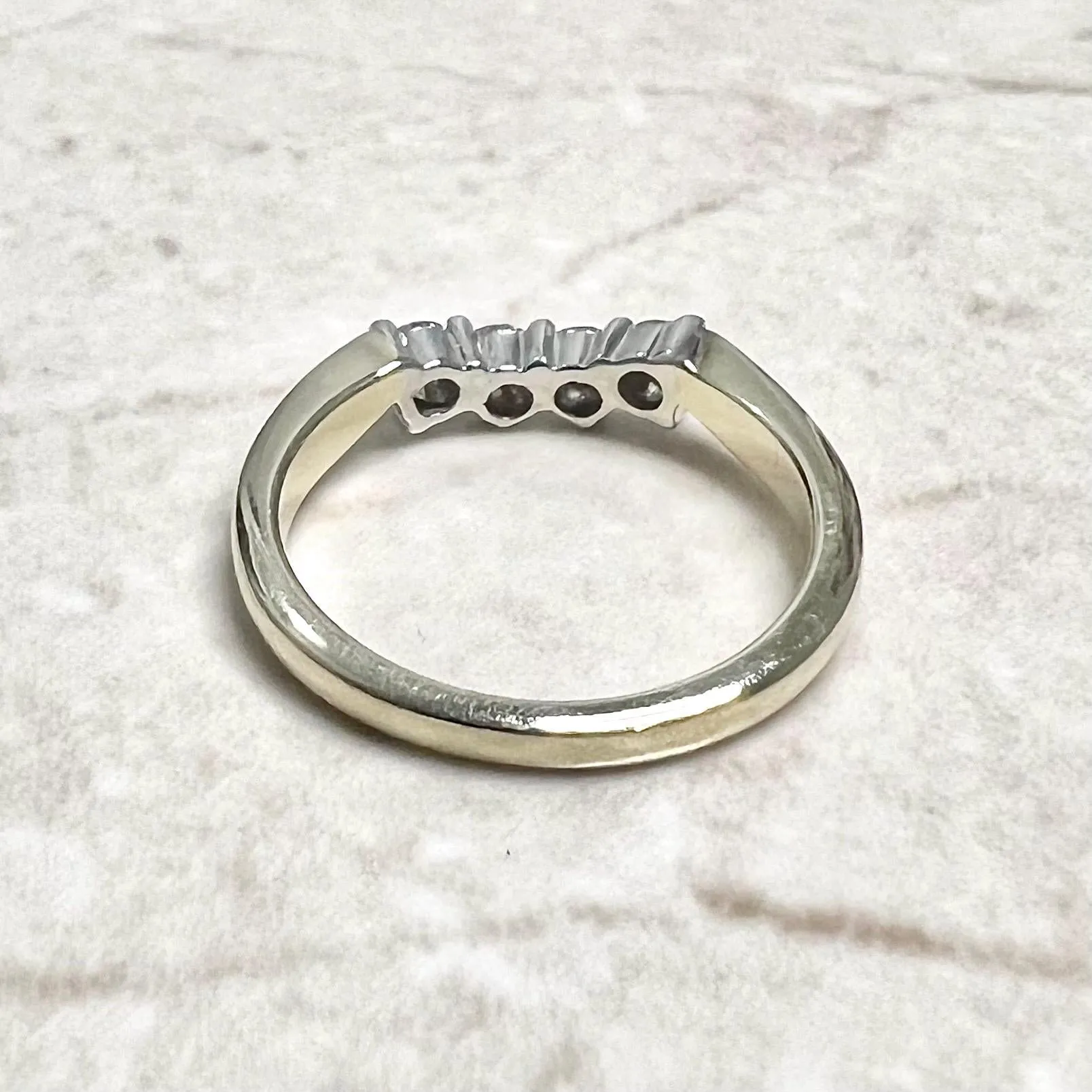 Vintage 14 Karat Two-Tone Gold 0.32 Carat 4-Stone Diamond Ring