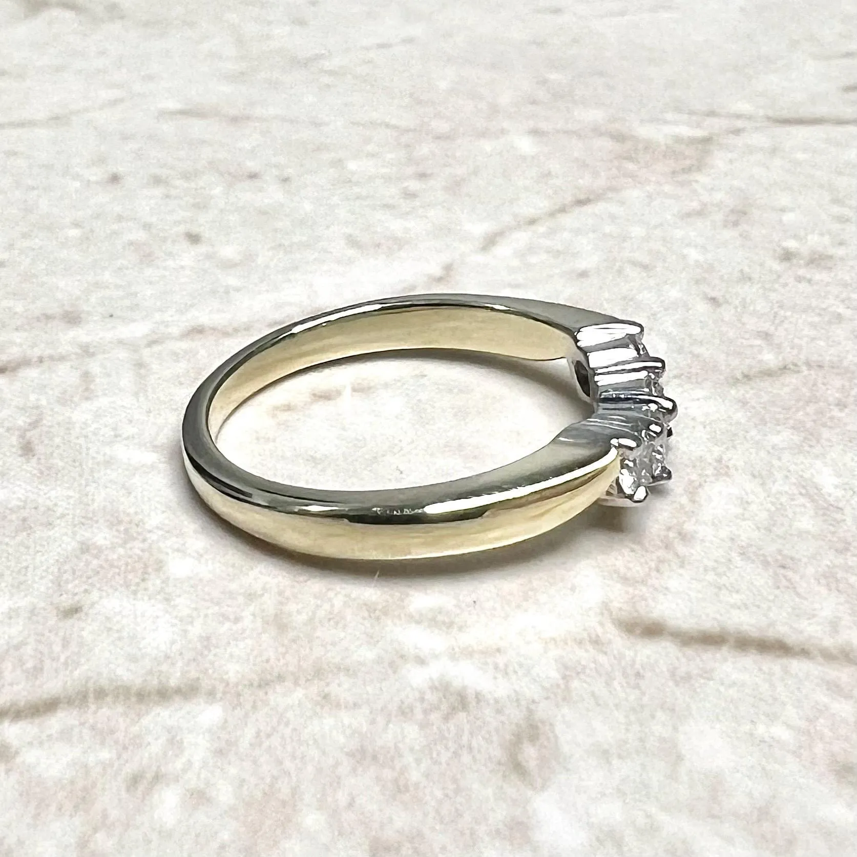 Vintage 14 Karat Two-Tone Gold 0.32 Carat 4-Stone Diamond Ring