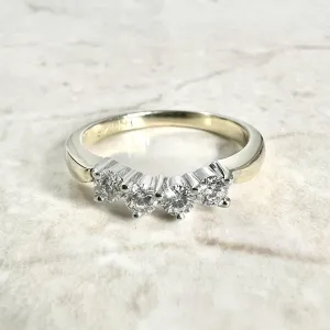 Vintage 14 Karat Two-Tone Gold 0.32 Carat 4-Stone Diamond Ring
