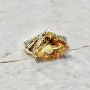 Vintage 14 Karat Yellow Gold Citrine Cocktail Ring