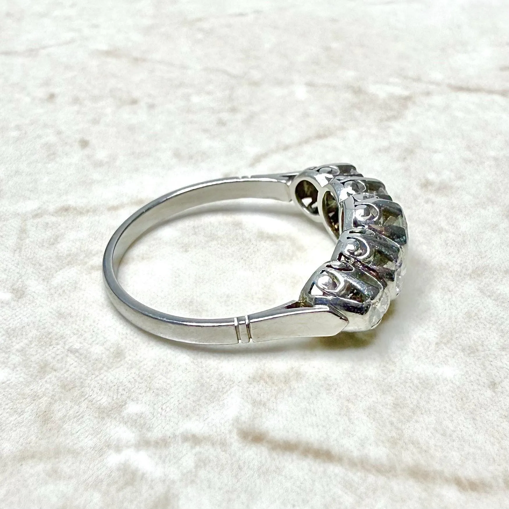 Vintage 1940’s Platinum 0.75 Carat Diamond 5-Stone Ring