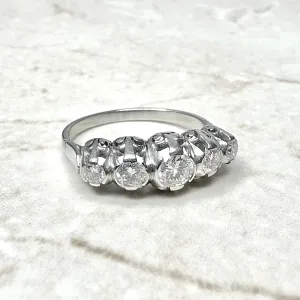 Vintage 1940’s Platinum 0.75 Carat Diamond 5-Stone Ring