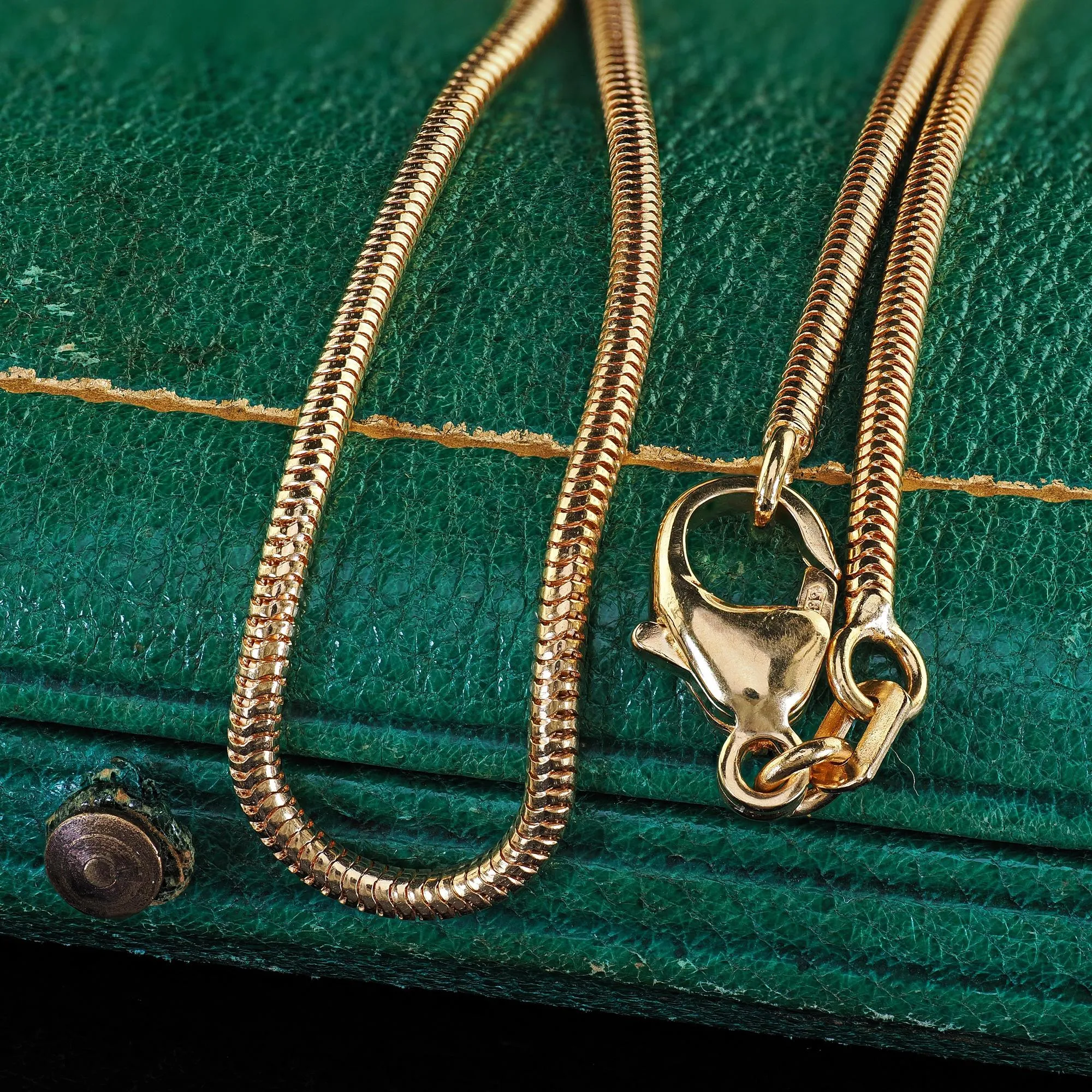 Vintage Estate 14K Yellow Gold Italian Snake Chain Necklace - 19.5 Inches