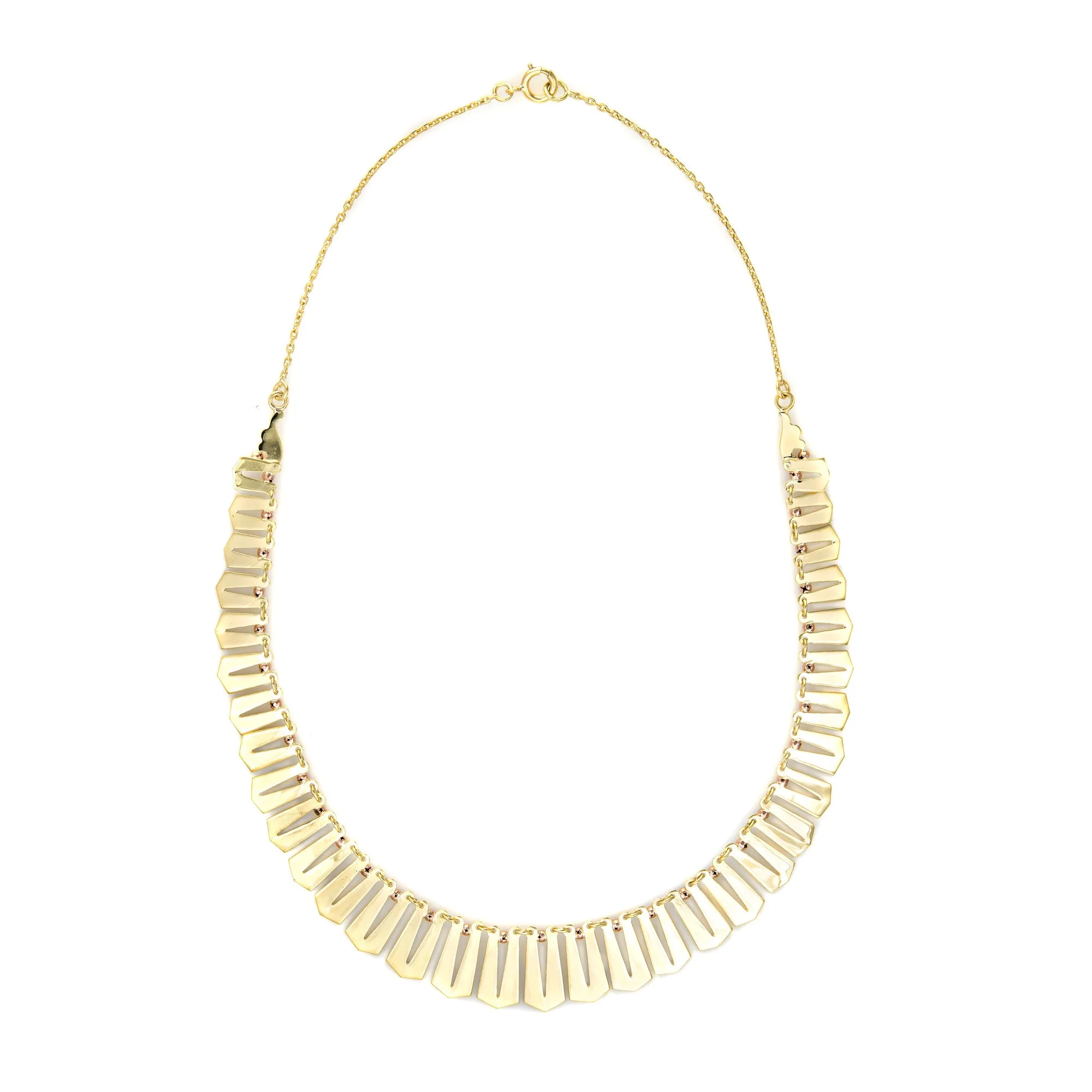 Vintage Fringe Collar Necklace 14k Yellow Gold 16 Inch Choker Length Jewelry