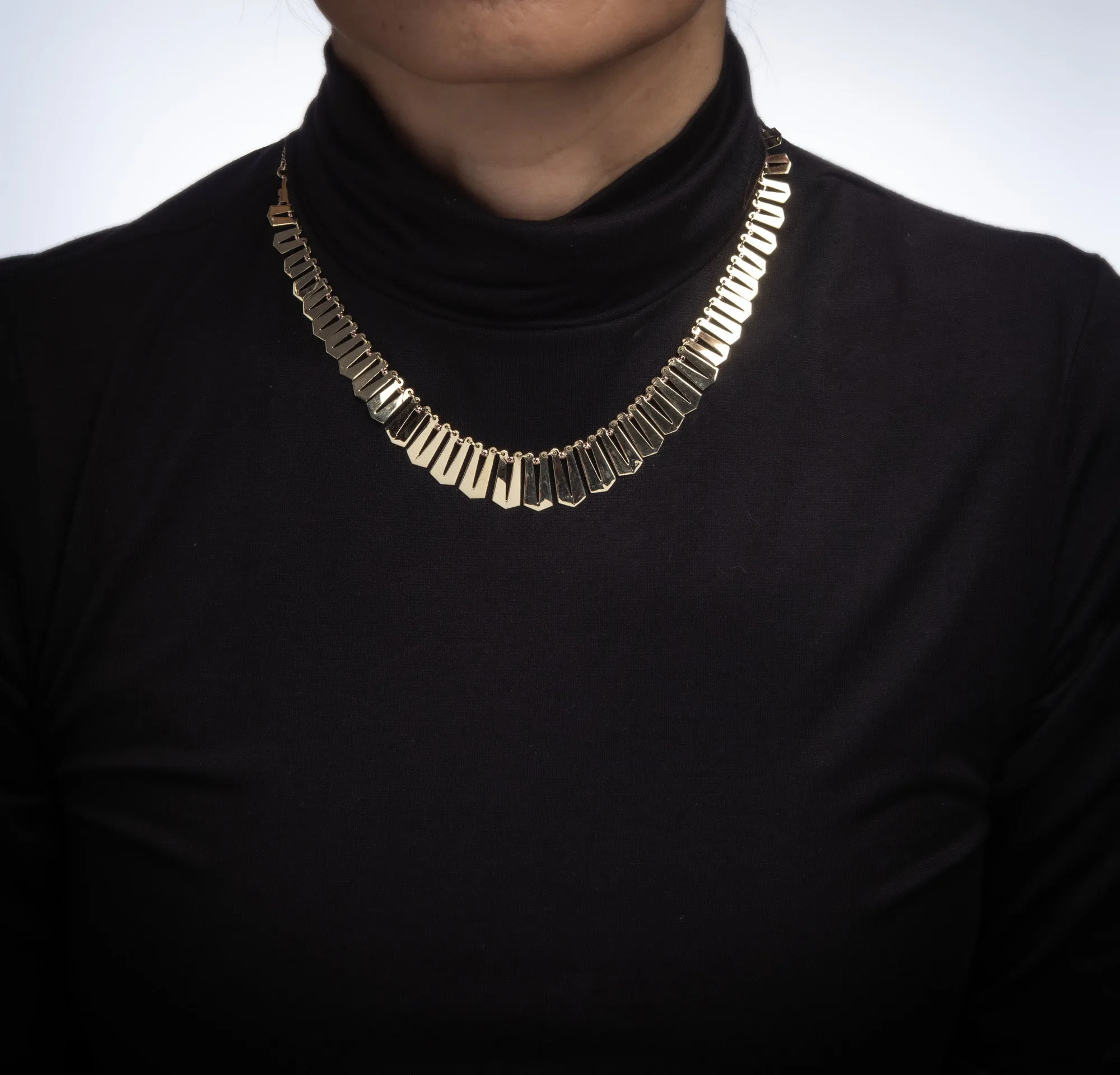 Vintage Fringe Collar Necklace 14k Yellow Gold 16 Inch Choker Length Jewelry