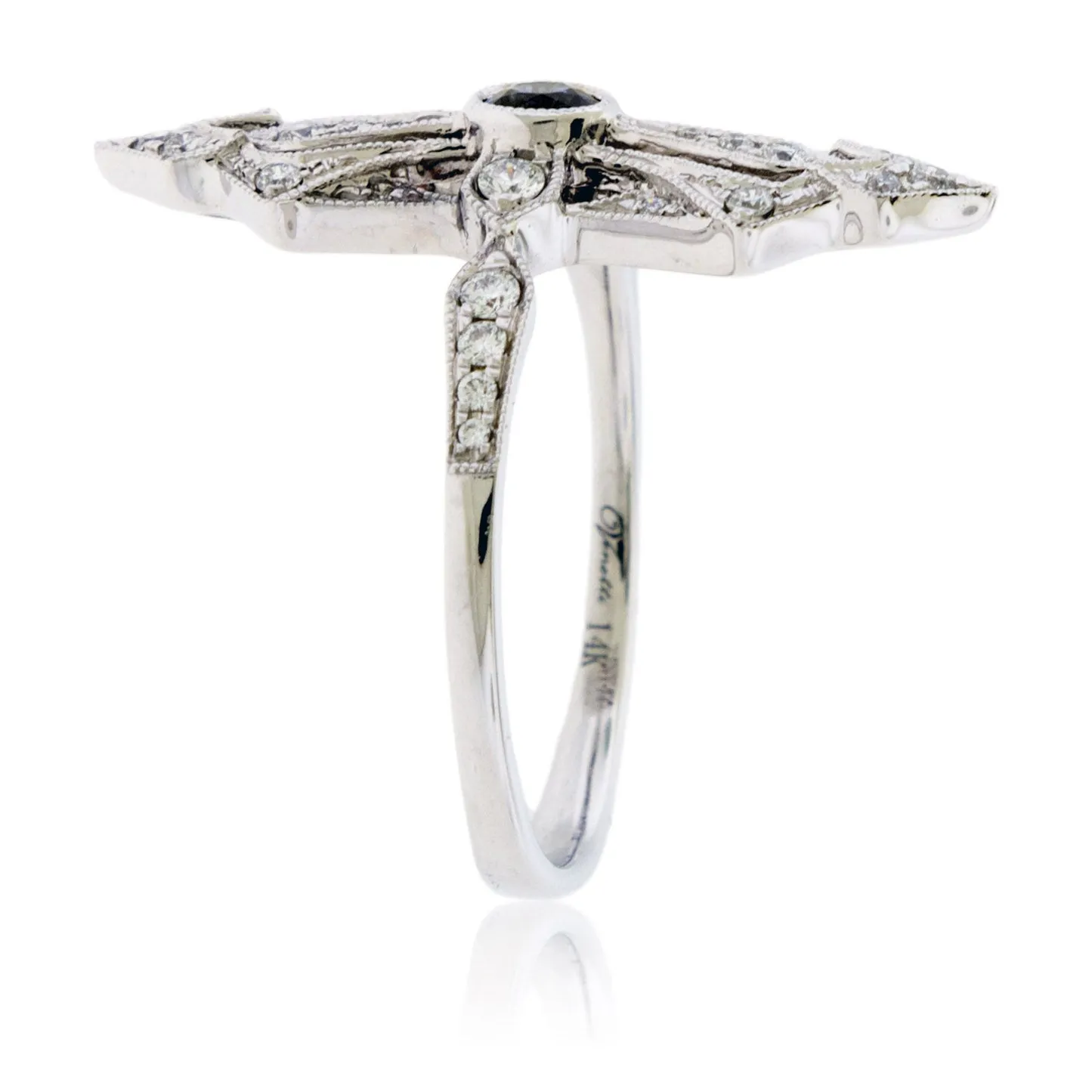 Vintage Style Blue Sapphire & Diamond Ring