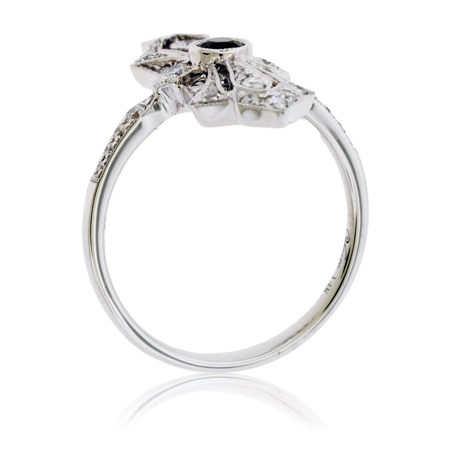 Vintage Style Blue Sapphire & Diamond Ring