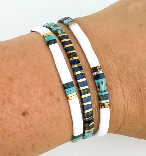 WALK ON WATER | Glass Tila Bead Stretch Bracelets