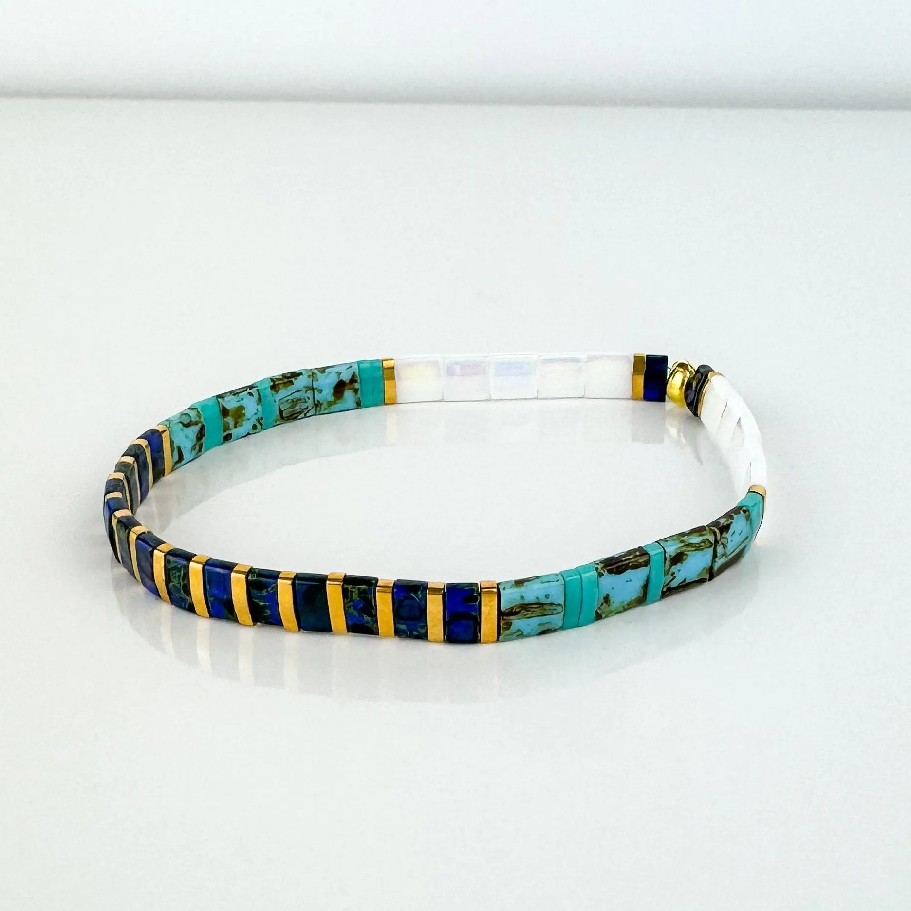 WALK ON WATER | Glass Tila Bead Stretch Bracelets