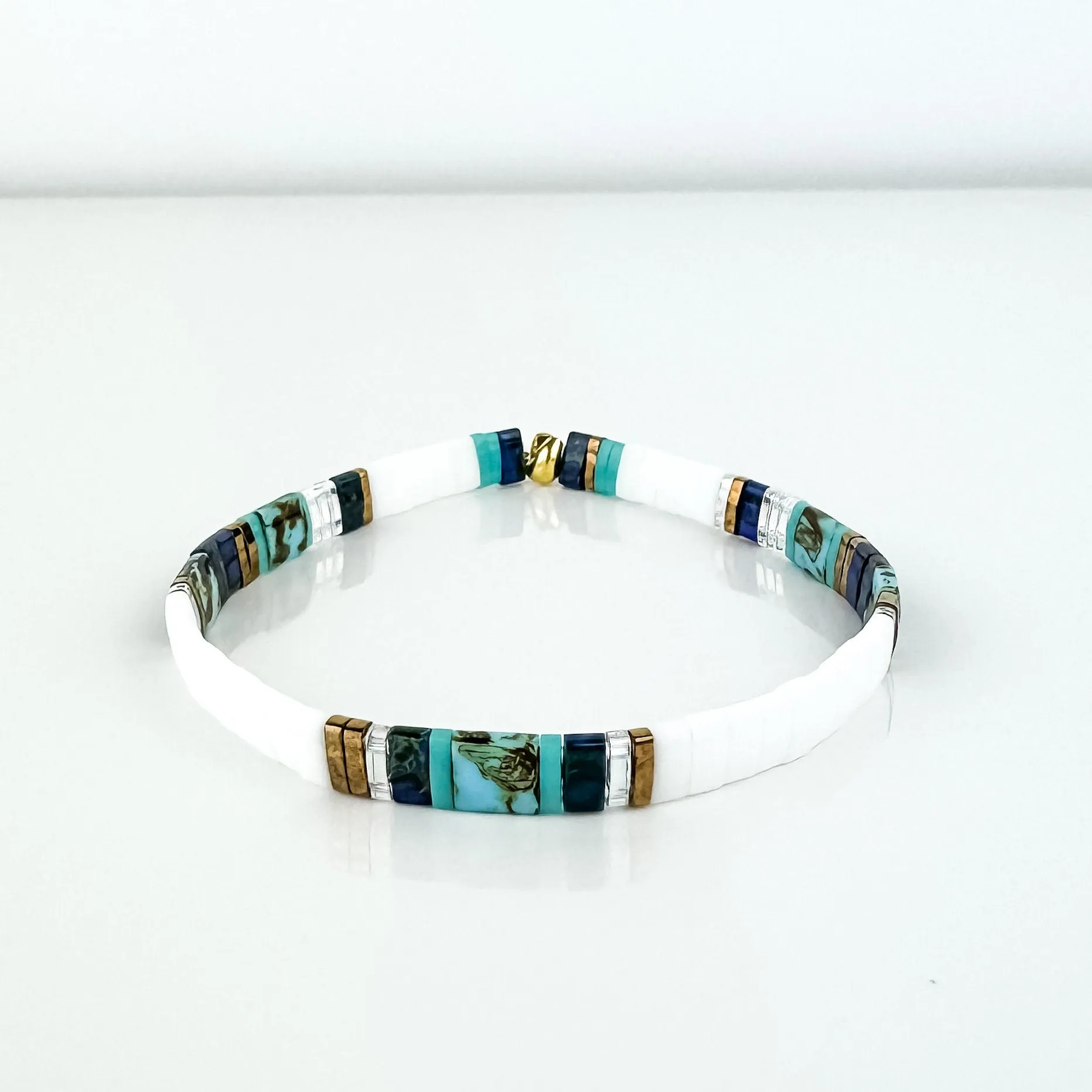 WALK ON WATER | Glass Tila Bead Stretch Bracelets