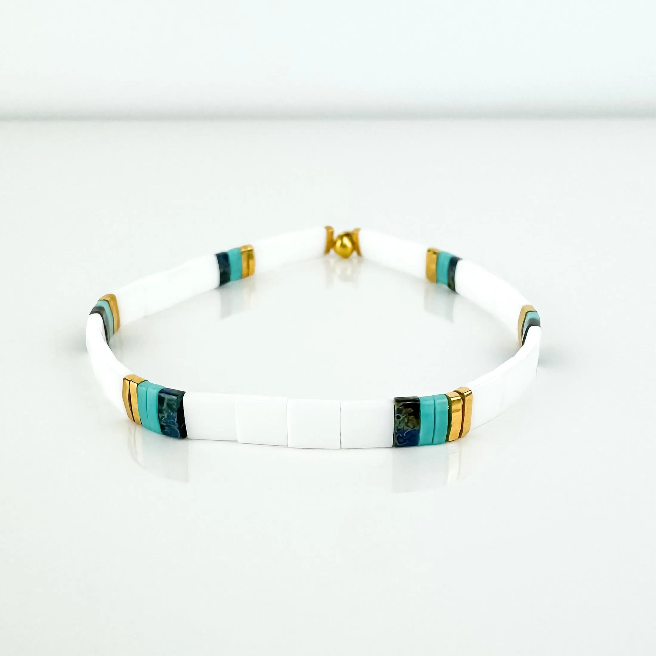 WALK ON WATER | Glass Tila Bead Stretch Bracelets