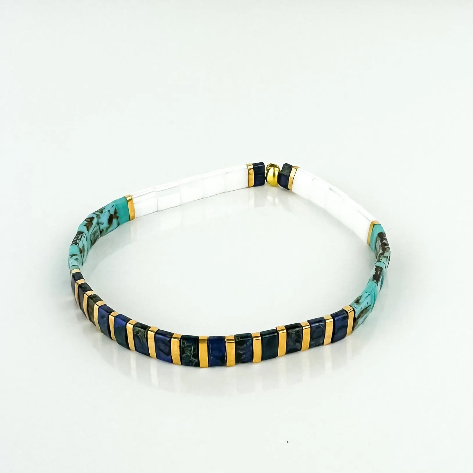 WALK ON WATER | Glass Tila Bead Stretch Bracelets