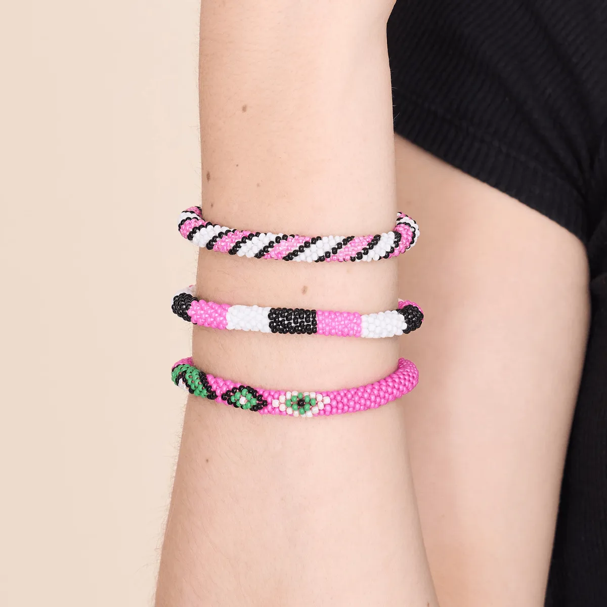 Watermelon Delight | Himalayan Glass Bead Bracelet