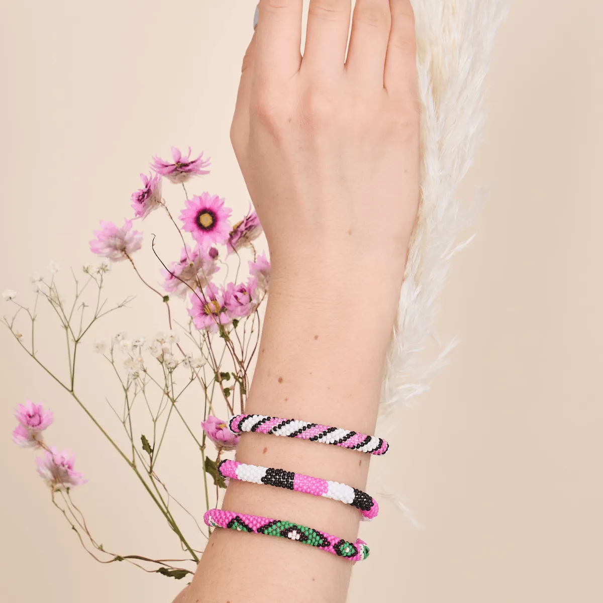 Watermelon Delight | Himalayan Glass Bead Bracelet