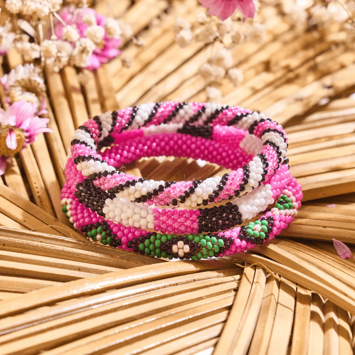 Watermelon Delight | Himalayan Glass Bead Bracelet