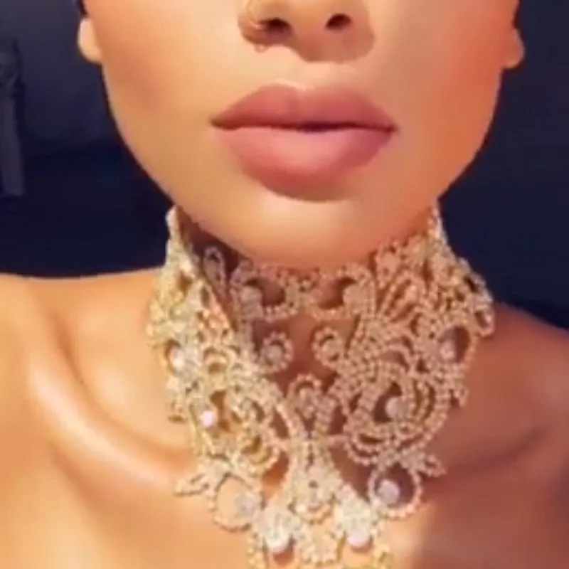 Wedding Choker Statement Necklace Ins Fashion Rhinestone New Bib Collares Crystal Necklace