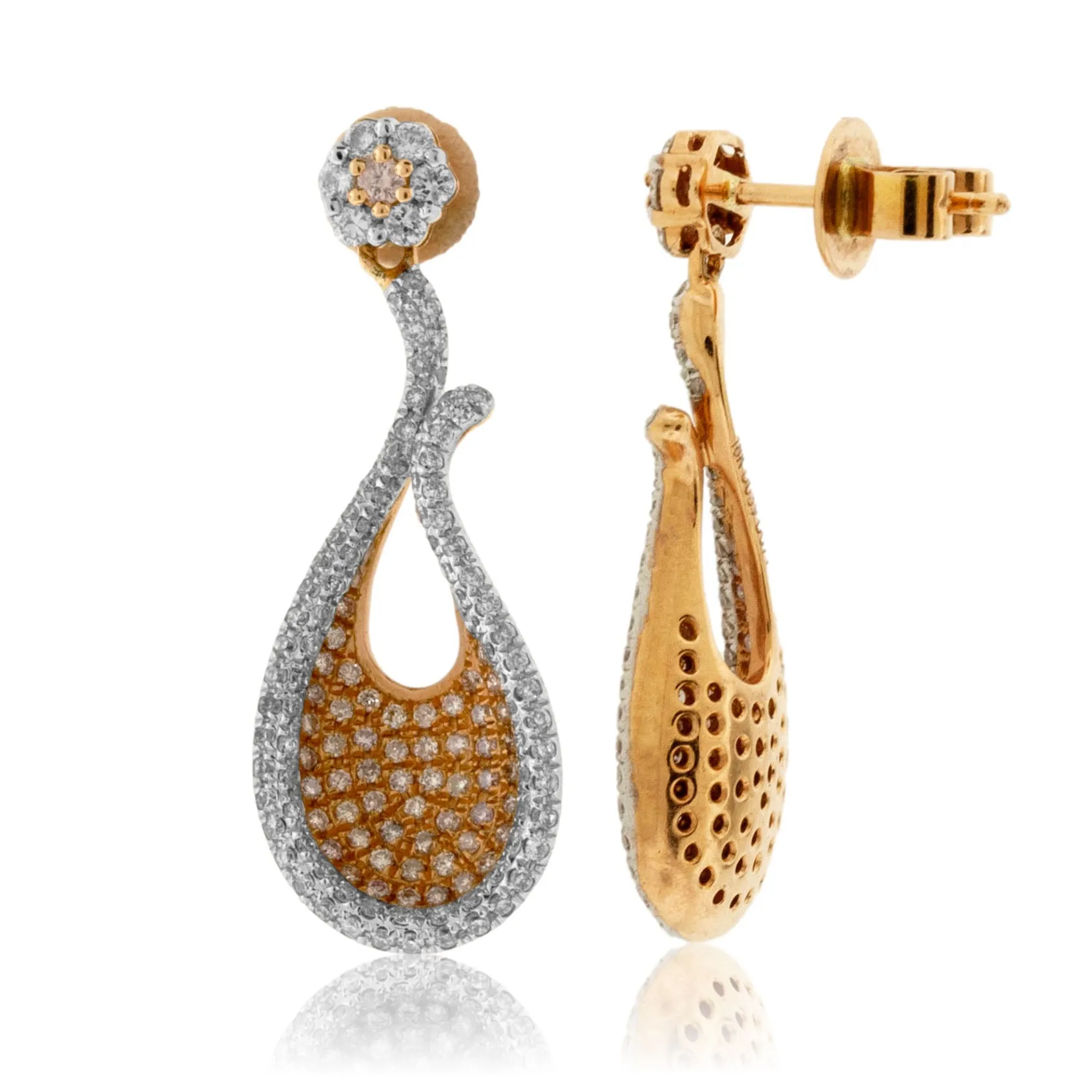 White & Rose Gold Diamond & Fancy Pink Diamond Earrings