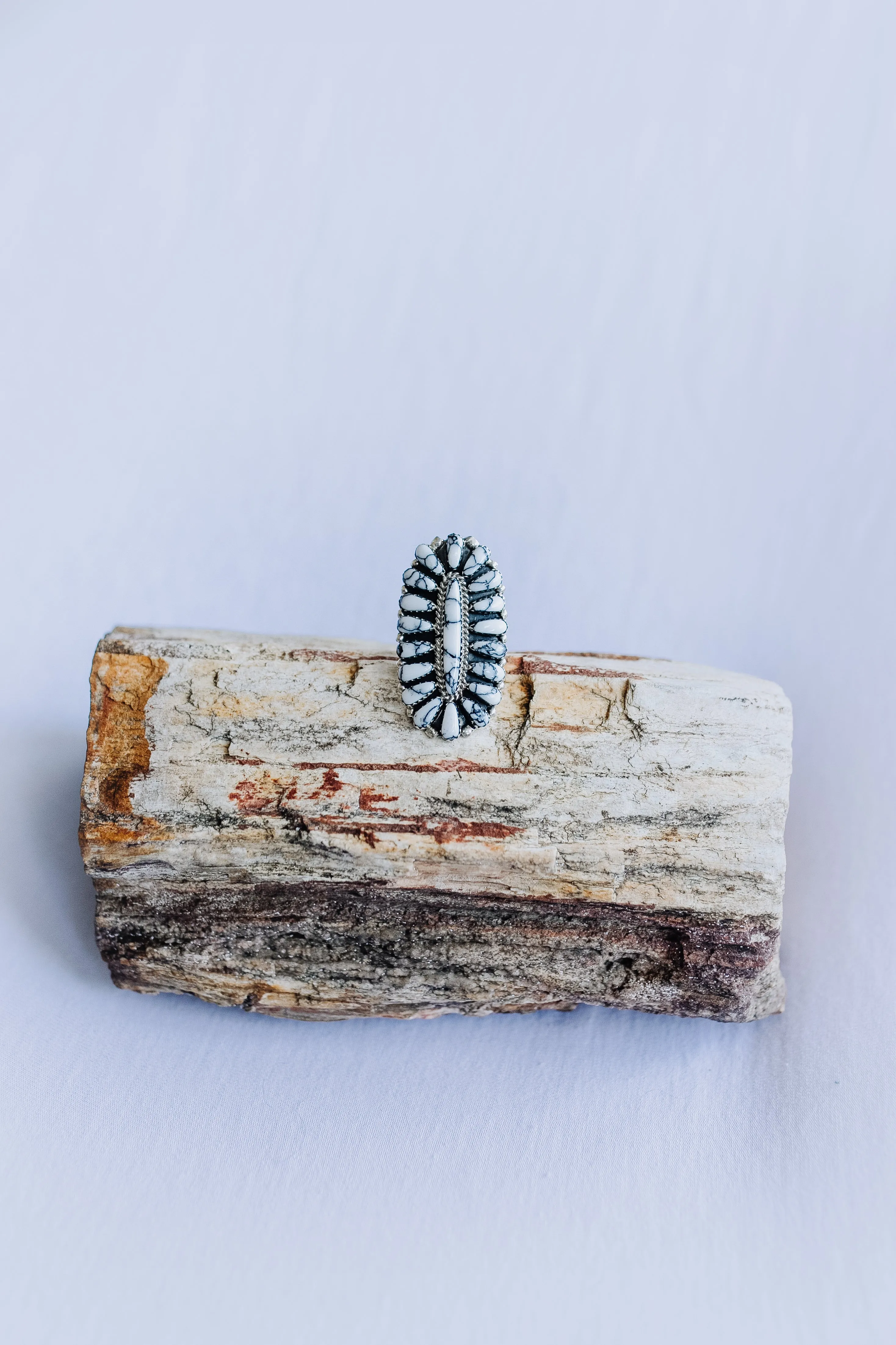 White Buffalo Howlite Cluster Ring