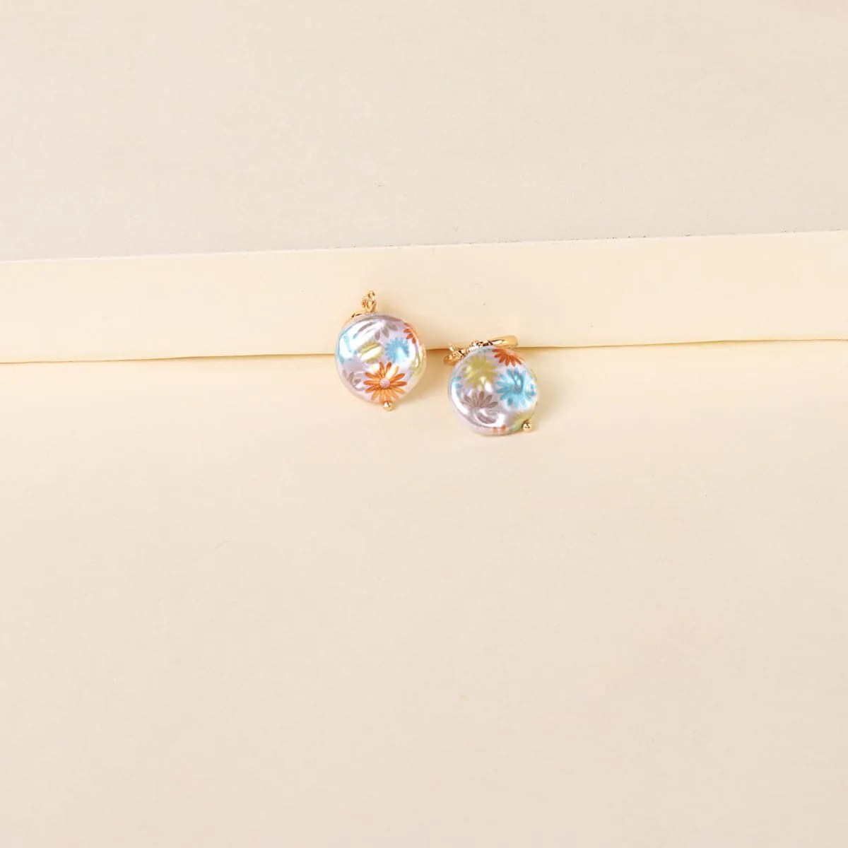 White Floral Pearl & 18K Gold-Plated Round Drop Earrings