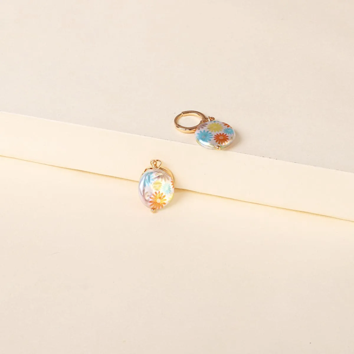 White Floral Pearl & 18K Gold-Plated Round Drop Earrings