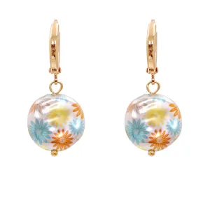 White Floral Pearl & 18K Gold-Plated Round Drop Earrings