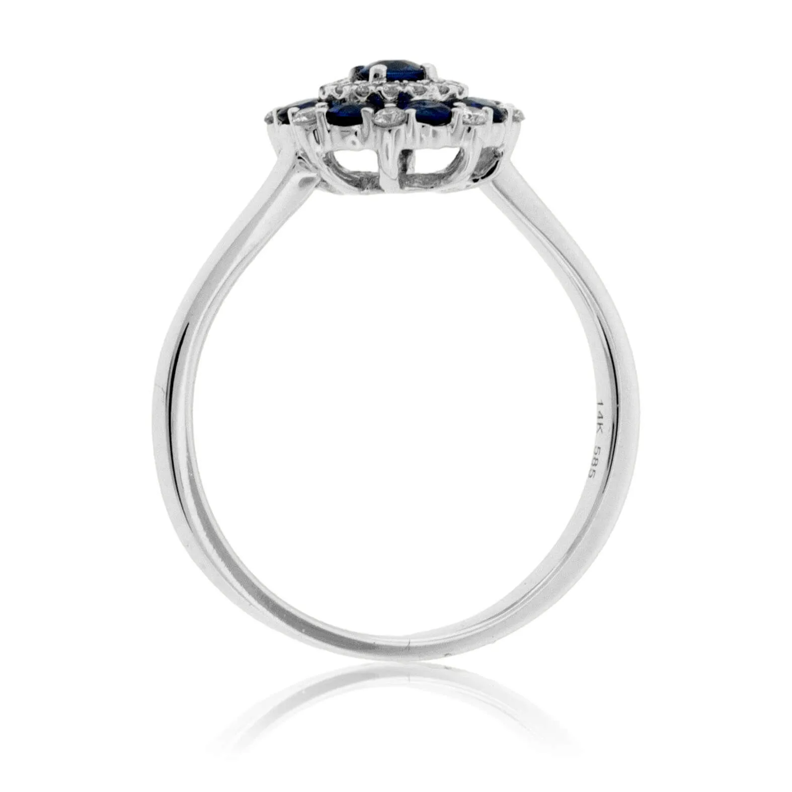 White Gold Round Sapphire and Diamond Ring