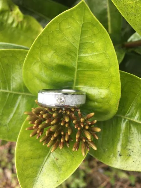 White Pearl Hawaii Titanium Ring