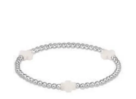 XL ENewton Extends Sterling Silver Signature Cross 3mm Bead Bracelet- Off-White