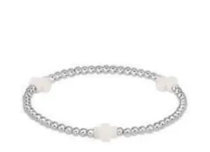 XL ENewton Extends Sterling Silver Signature Cross 3mm Bead Bracelet- Off-White