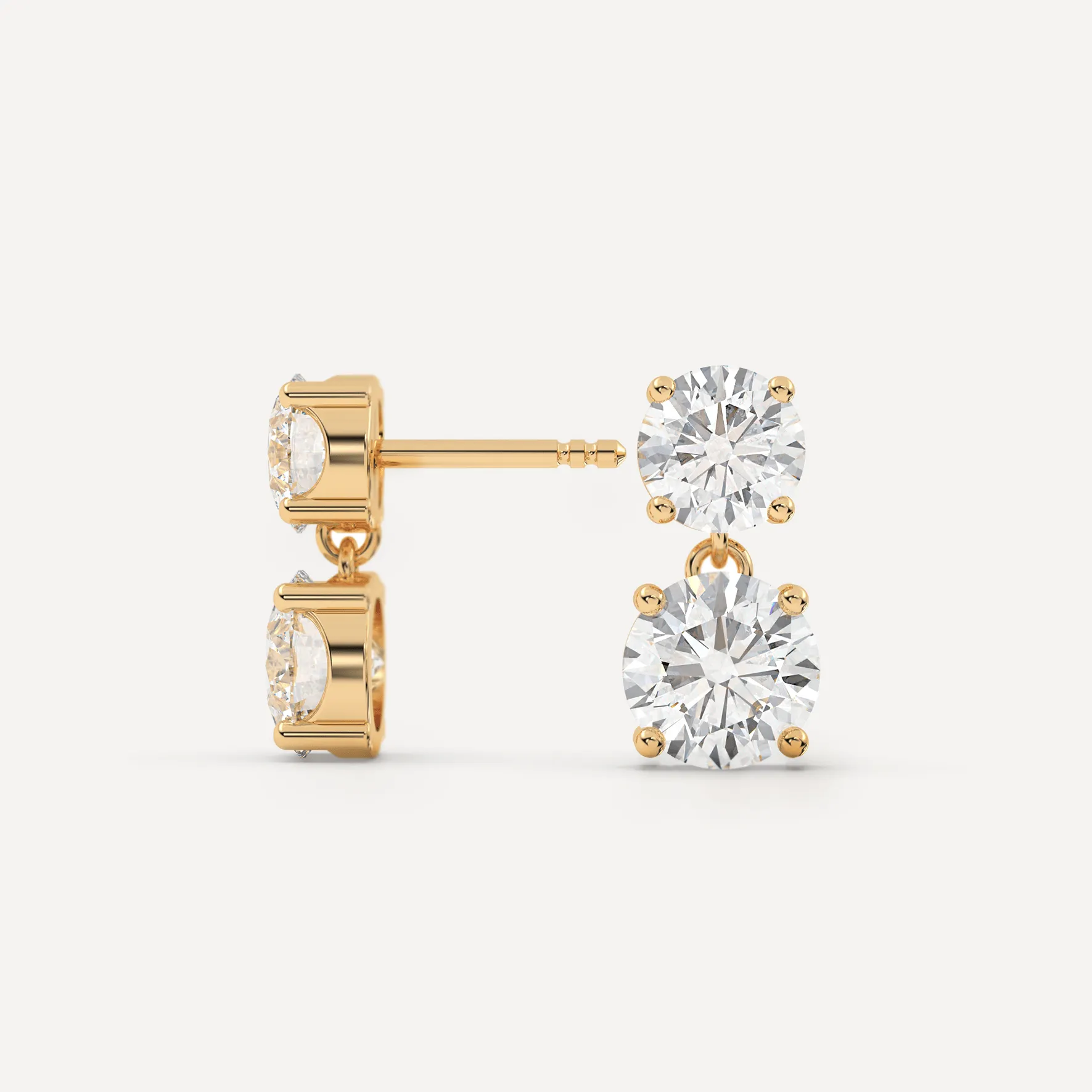 Yellow Gold Diamond Drop Earrings