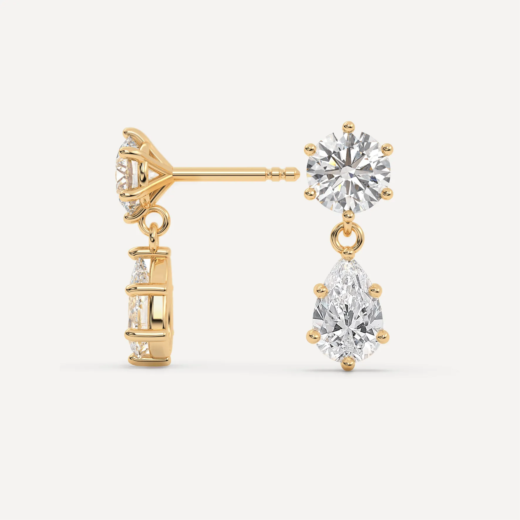 Yellow Gold Pear Diamond Earrings