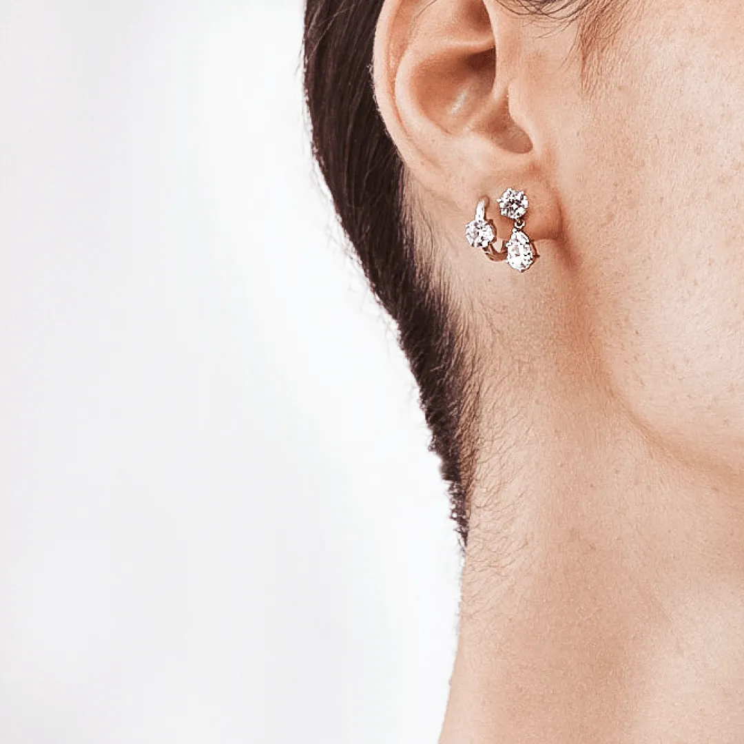 Yellow Gold Pear Diamond Earrings