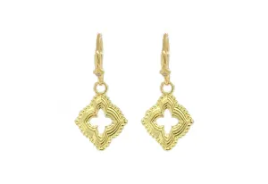 YELLOW GOLD SCROLL DROP EARRINGS