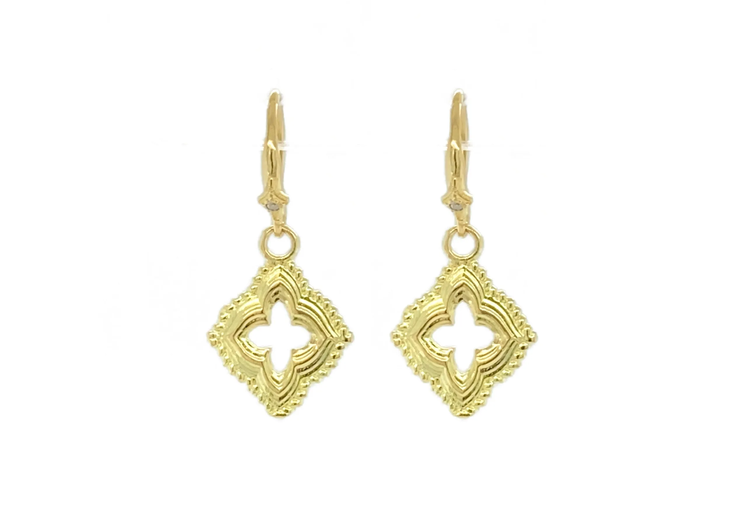 YELLOW GOLD SCROLL DROP EARRINGS