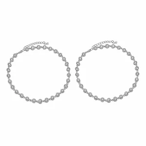 Zarkan 925 Pure Silver Minimal White Anklet