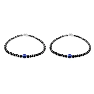 Zarkan 925 Silver Blue Eye Nazaria Anklet With High Quality Marcasite Stones