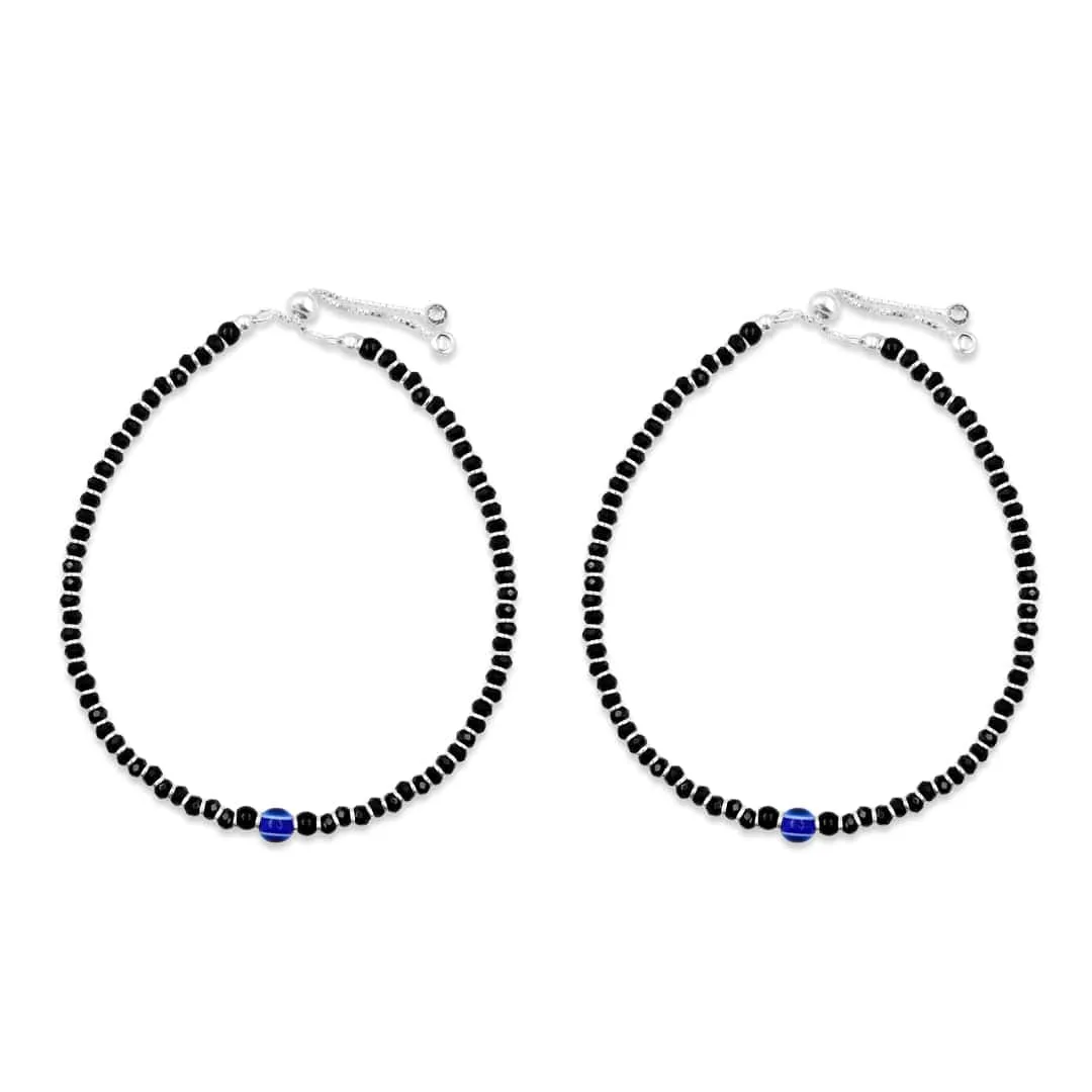 Zarkan 925 Silver Blue Eye Nazaria Anklet With High Quality Marcasite Stones