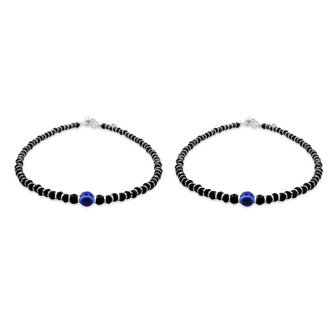 Zarkan 925 Silver Blue Eye Nazaria Anklet With High Quality Marcasite Stones
