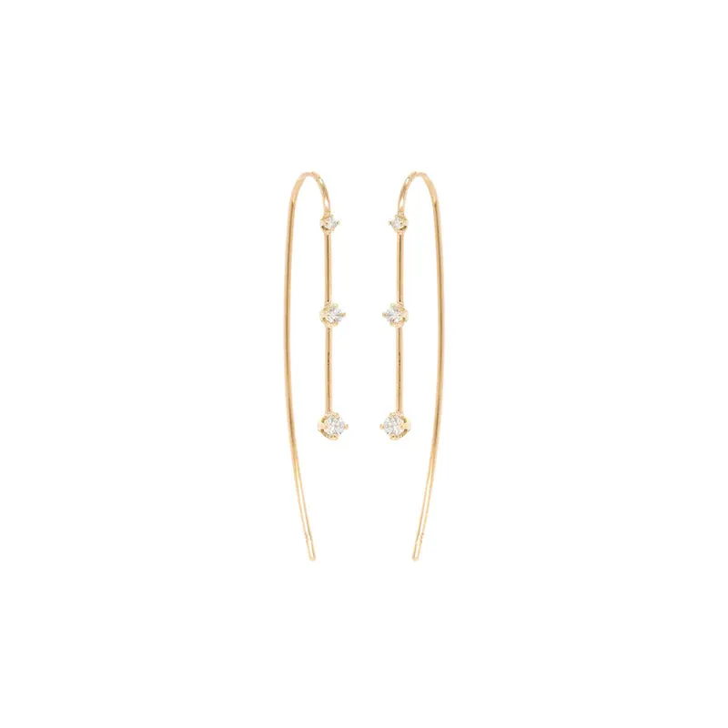 Zoe Chicco Graduated 3 Prong Diamond Wire Earring